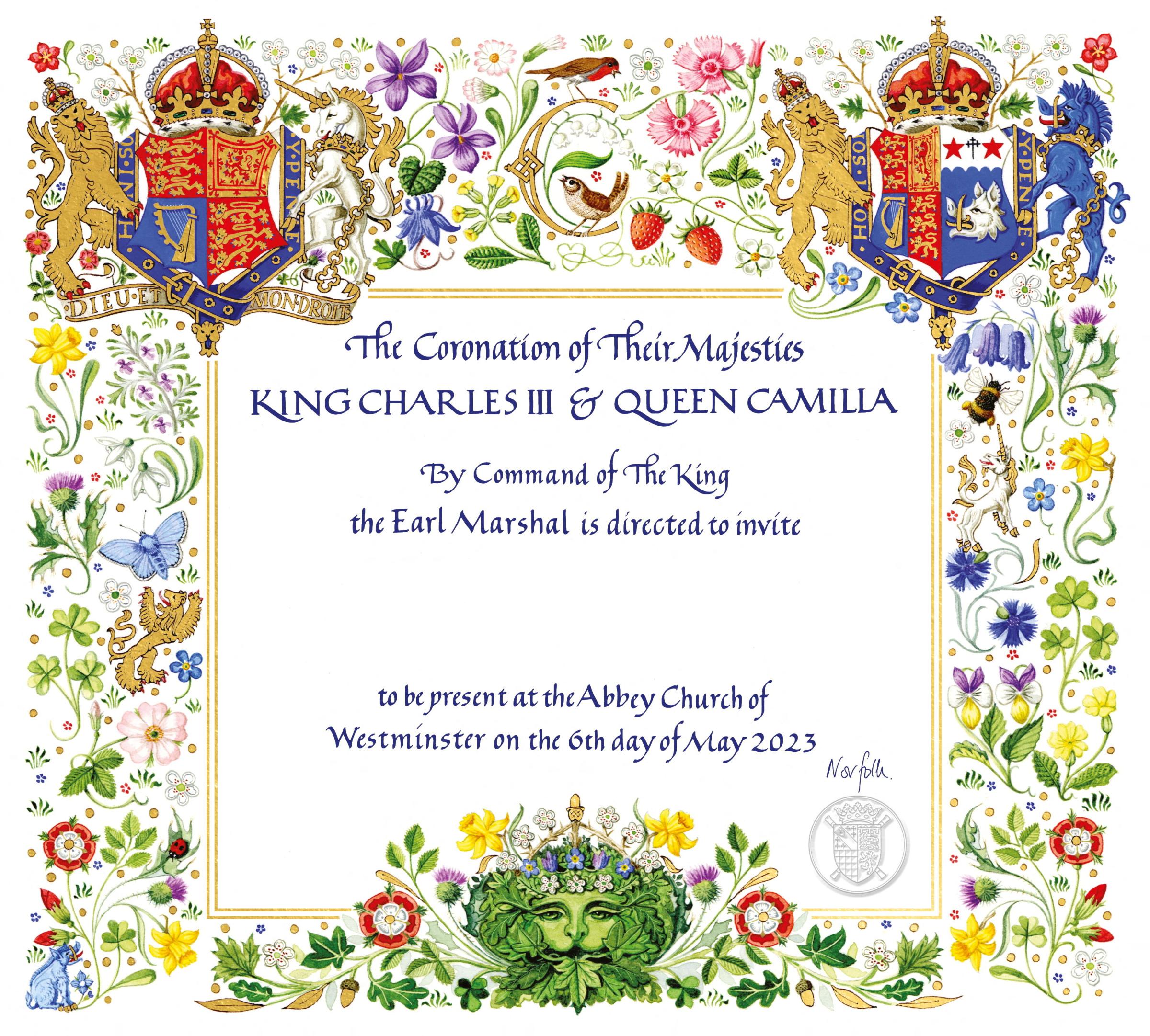 The invitation for the Coronation of Britain's King Charles III is seen in this undated handout image
