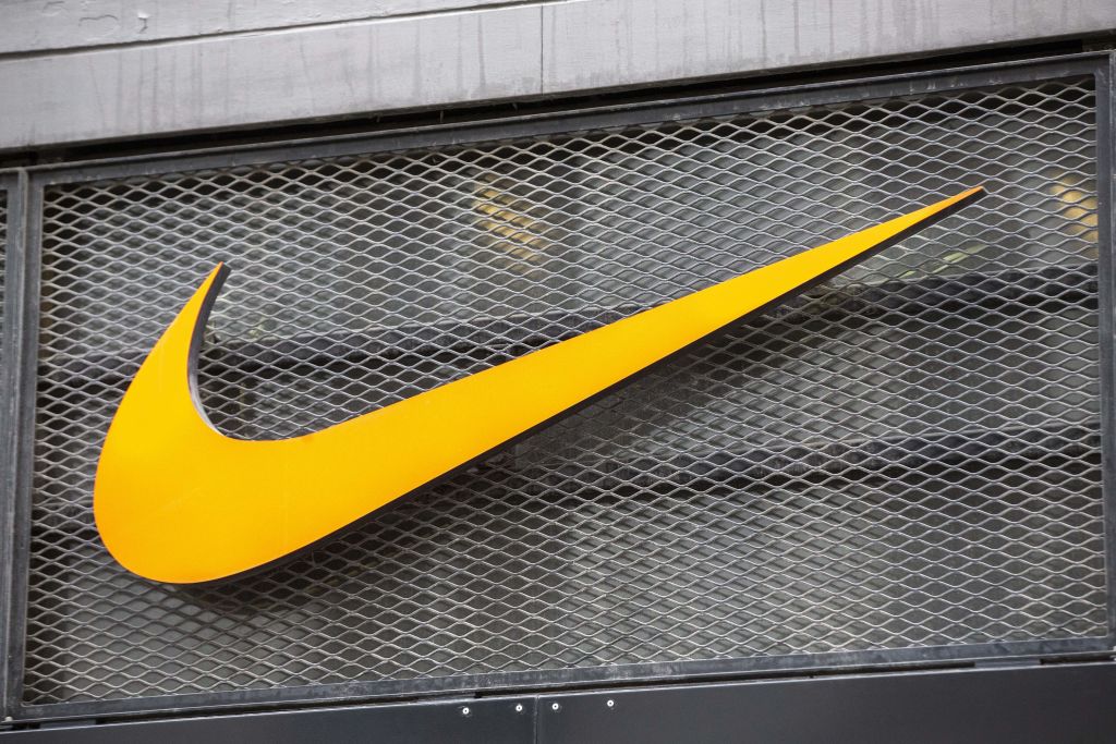 Illustration picture shows the logo of Nike brand in the Nike shop in the Nieuwstraat/ Rue Neuve shopping street in Brussels, on February  18, 2023. (BELGA MAG—AFP/Getty Images)