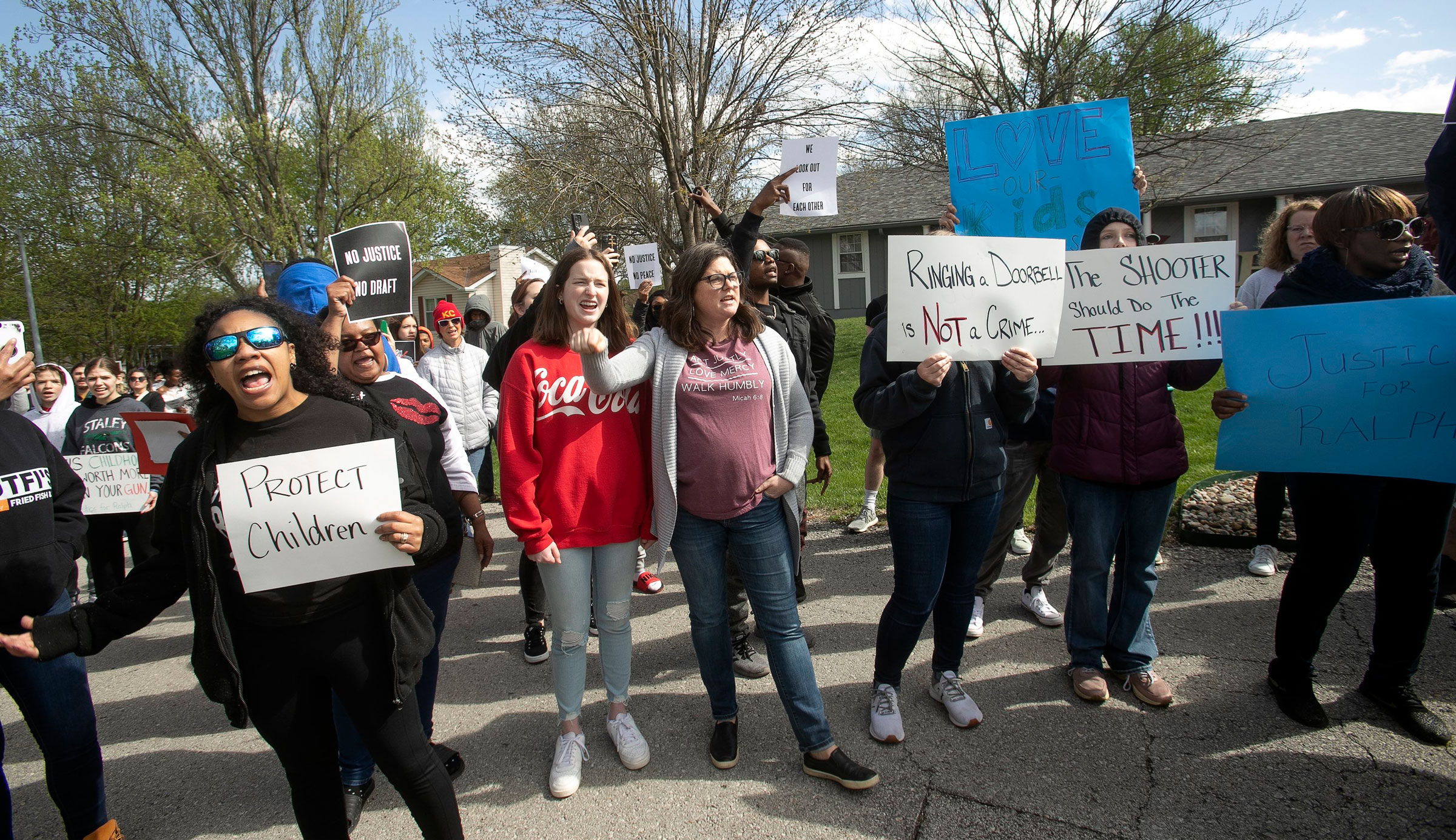 Protestors march to bring attention to the shooting of Ralph Yarl
