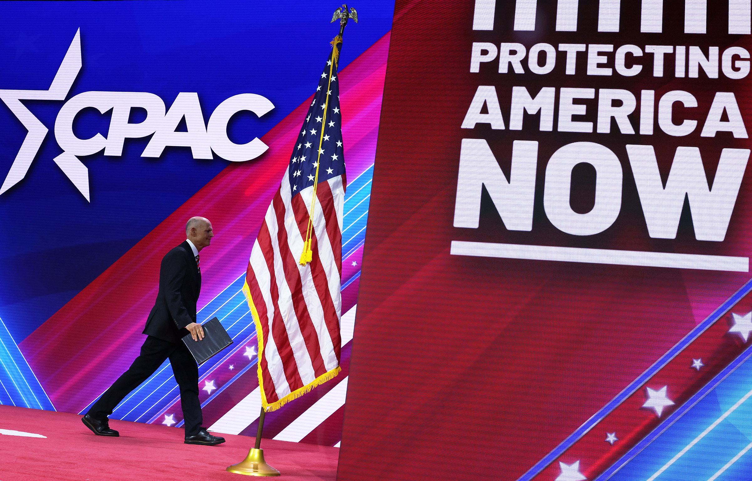 Scott leaves the stage after speaking during CPAC in National Harbor, Md. on March 2, 2023. (Alex Wong—Getty Images)