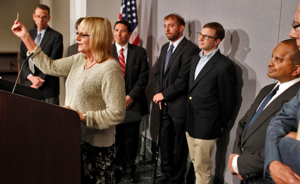 Prominent Minnesota Republican leaders as part of the Minnesotans United for All Families held a press conference at the State Office building in St. Paul to announce their intentions of defeating the proposed constitutional amendment changing the definit