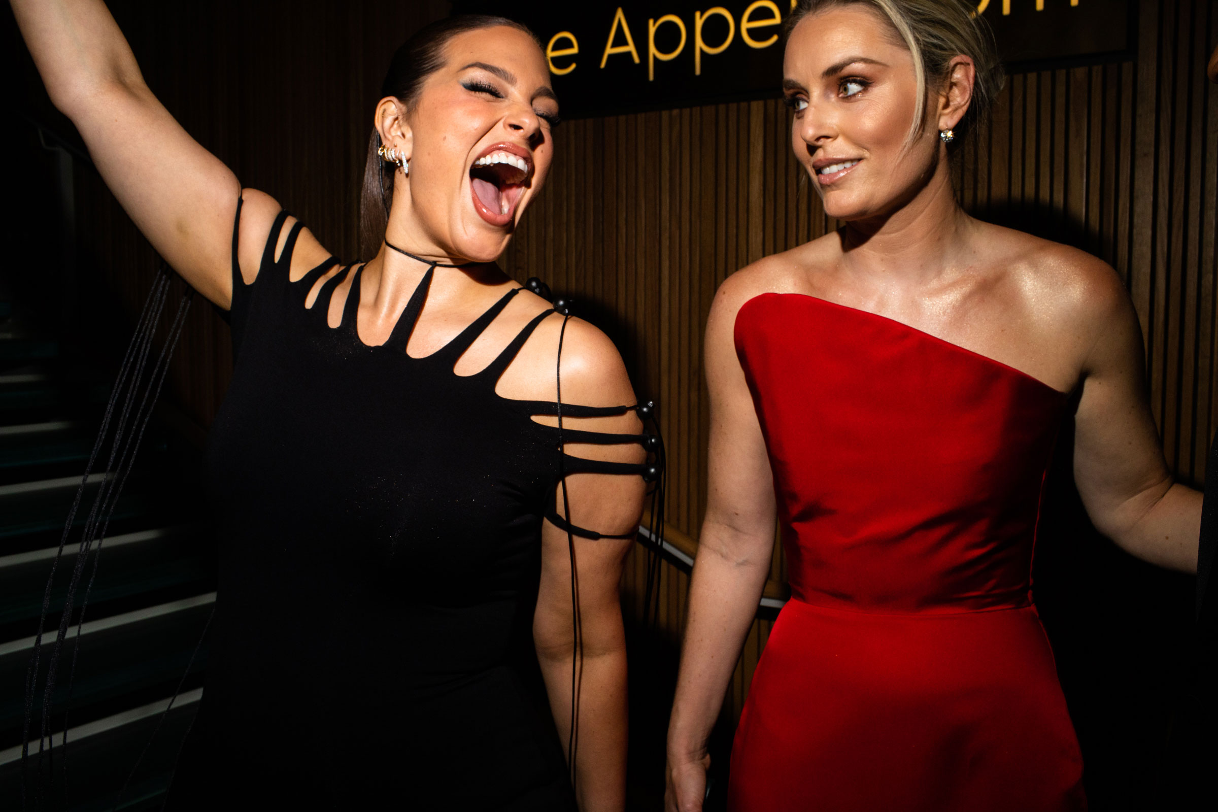Model Ashley Graham and Lindsey Vonn attend the TIME 100 Gala at Jazz at Lincoln Center in New York City, on April 26, 2023. (Landon Nordeman for TIME)