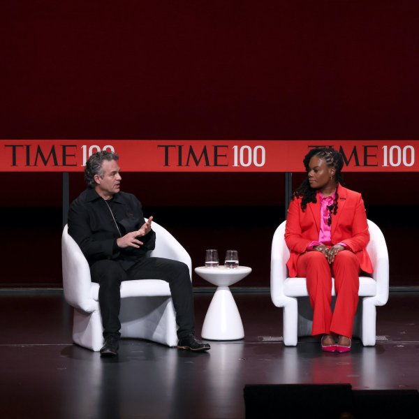 Mark Ruffalo, Gloria Walton and Simon Mulcahy speak onstage at the 2023 TIME100 Summit at Jazz at Lincoln Center on April 25, 2023 in New York City.