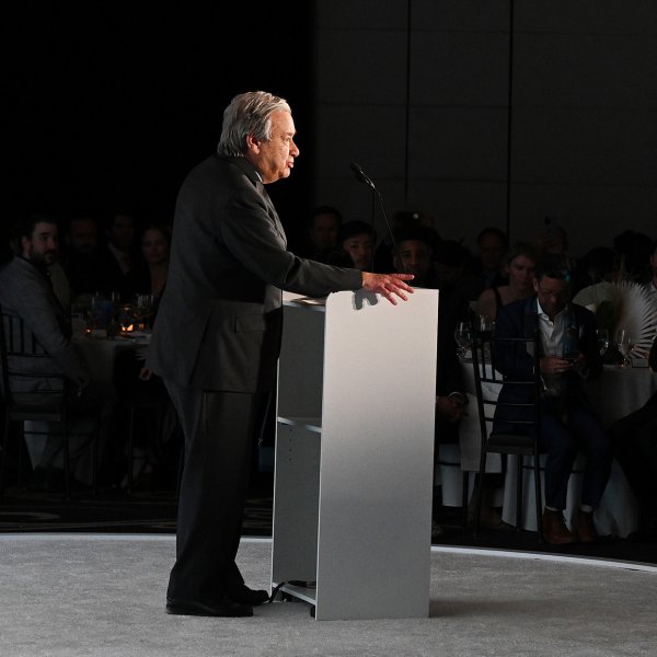 António Guterres speaks onstage during the TIME CO2 Earth Awards Gala at Mandarin Oriental New York on April 25, 2023 in New York City.