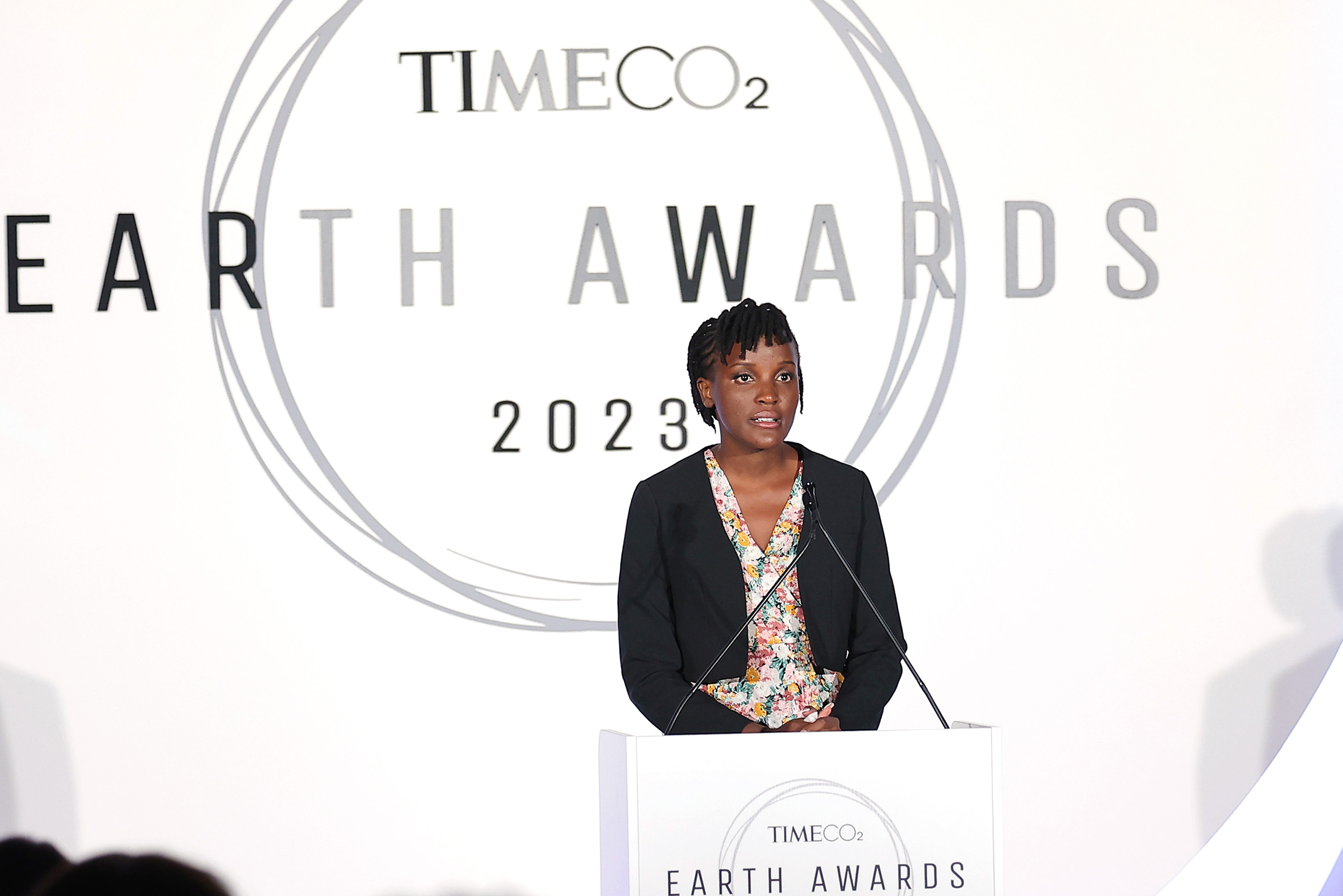 Vanessa Nakate speaks at the TIME CO2 Earth Awards Gala in New York City on April 25, 2023. (Mike Coppola—Getty Images for TIME)