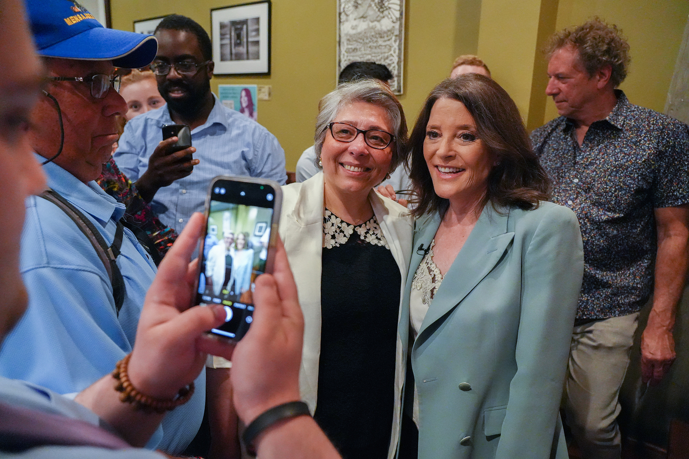 Marianne Williamson holds a fundraiser and meet and greet with supporters at Busboys and Poets, Washington D.C., on May 11. (Megan Smith—USA TODAY/Reuters)