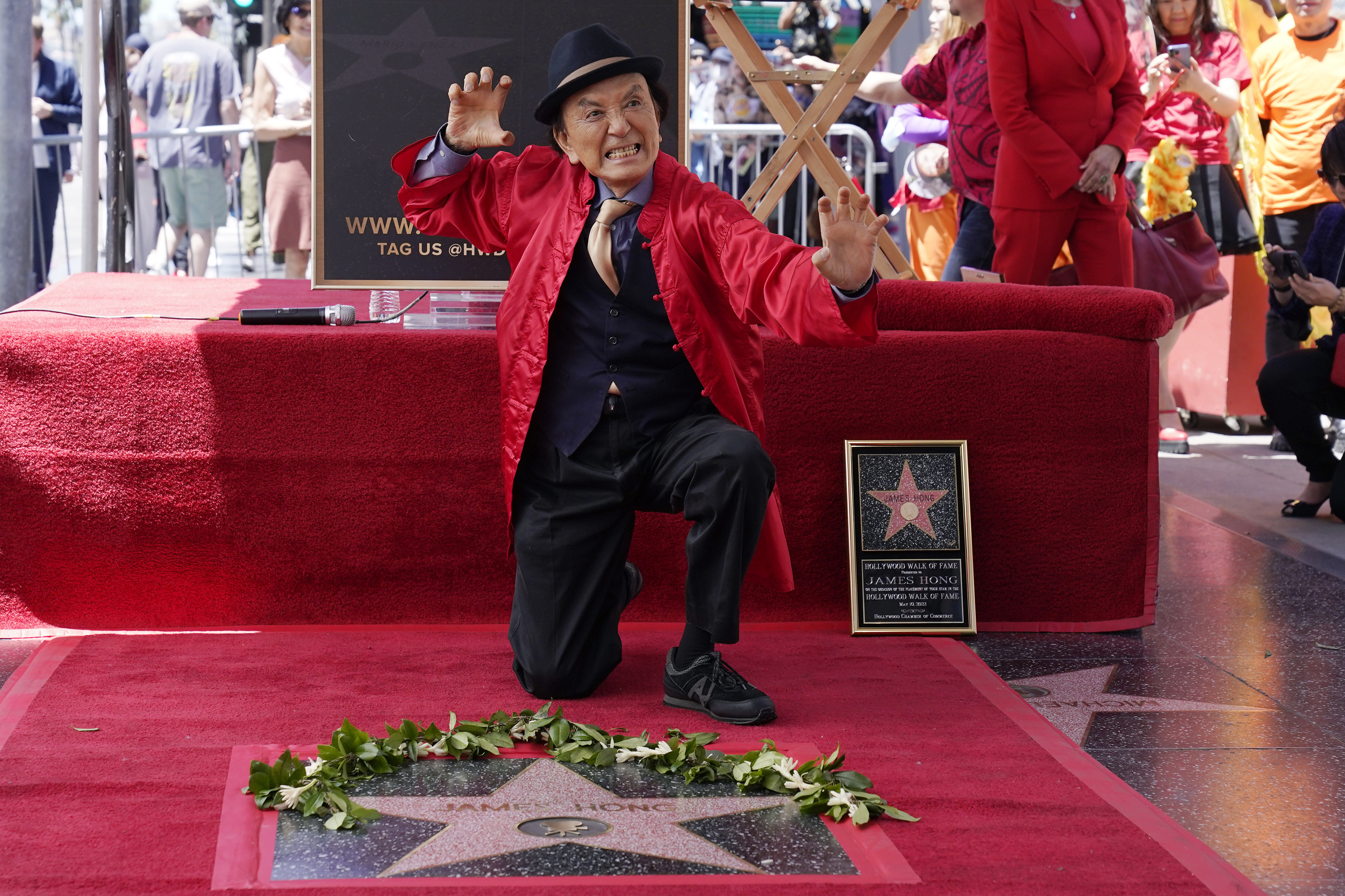 Actor James Hong poses after being honored with a star on the Hollywood Walk of Fame on May 10, 2022. (Mark J. Terrill—AP Photo)