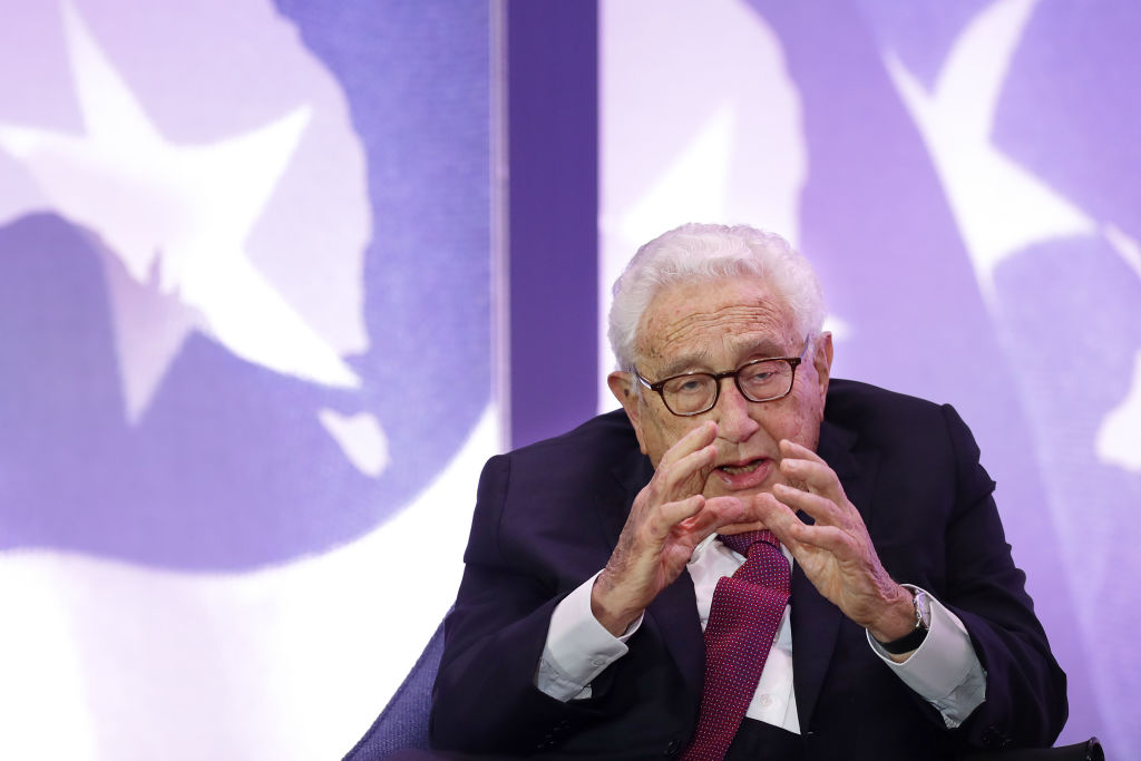Former Secretary of State Henry Kissinger speaks during the Department of State 230th Anniversary Celebration at the Harry S. Truman Headquarters building July 29, 2019 in Washington, DC. Kissinger served as Secretary of State for former presidents Richard Nixon and Gerald Ford from 1973 to 1977. (Chip Somodevilla-Getty Images)