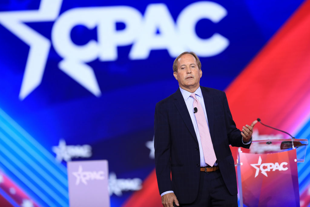 Ken Paxton, Texas attorney general, speaks during the Conservative Political Action Conference (CPAC) in Dallas, Texas, US, on Friday, Aug. 5, 2022. (Dylan Hollingsworth—Bloomberg/Getty Images)