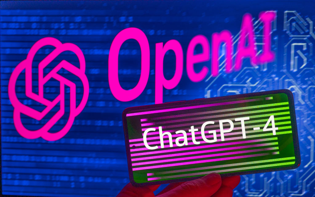 ChatGPT 4 displayed on smart phone with OpenAI logo seen on screen in the background. On 2 April 2023 in Brussels, Belgium. (Photo Illustration by Jonathan Raa/NurPhoto)