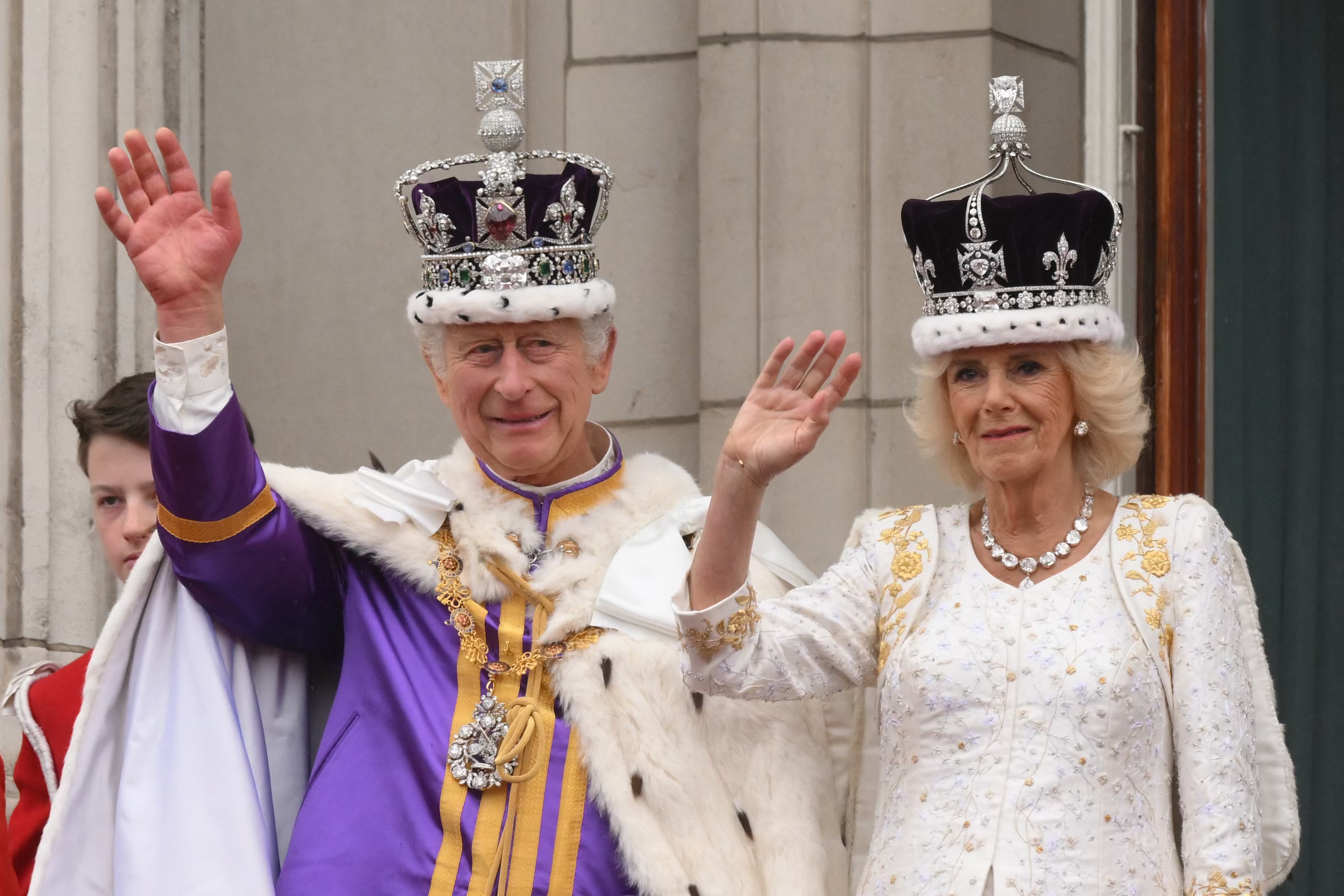 King Charlles III and Camilla Wave on Coronation Day