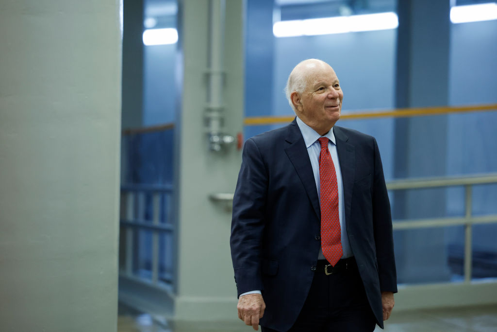Sen. Benjamin Cardin, a Maryland Democrat, walks to a classified briefing for Senators at the U.S. Capitol Building on February 14, 2023 in Washington, DC. (Anna Moneymaker—Getty Images)