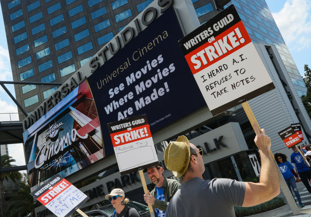Hollywood Writers Go On Strike In Los Angeles, California