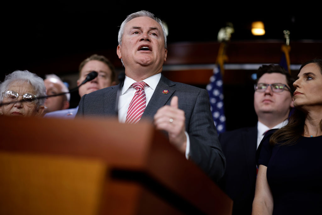 Rep. James Comer, the chari of the House oversight committee, speaks at a a news conference on an investigation into President Biden's family on May 10, 2023 in Washington, DC (Chip Somodevilla—Getty Images)