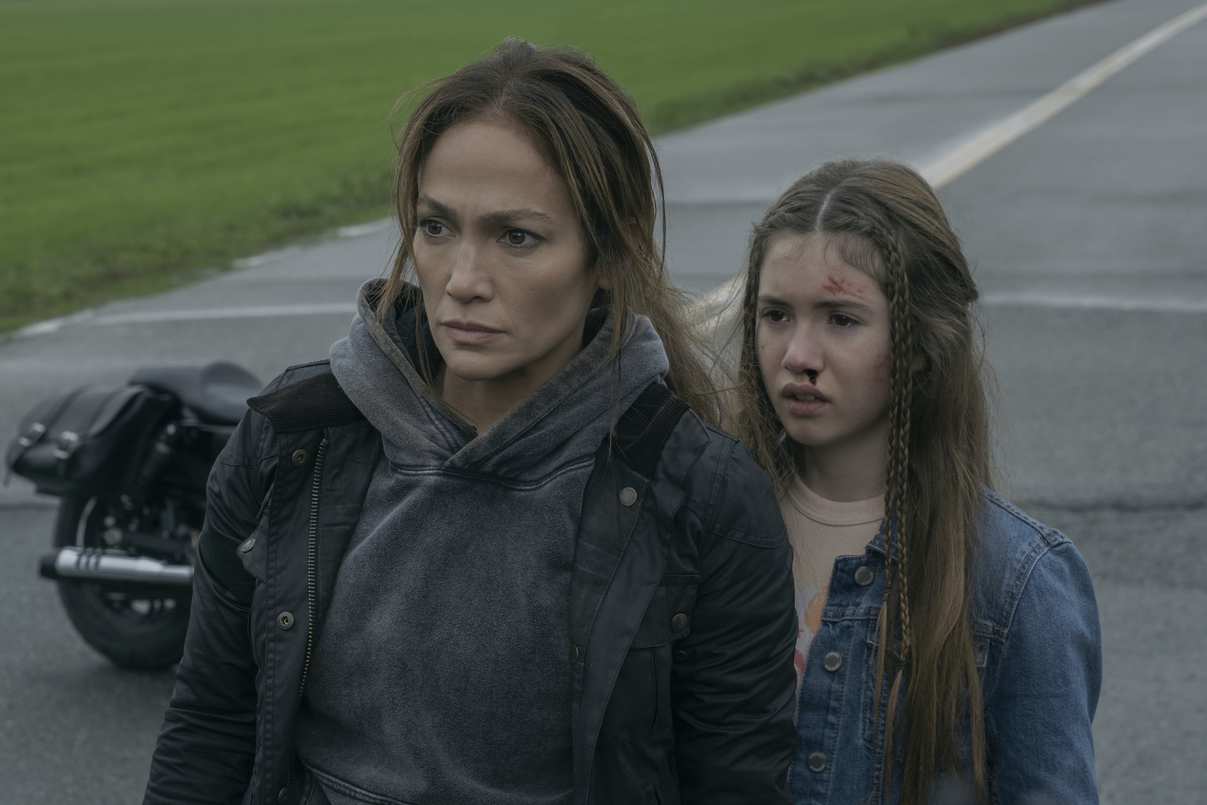The Mother. (L to R) Jennifer Lopez as The Mother, Lucy Paez as Zoe in The Mother. Cr. Doane Gregory/Netflix © 2023.