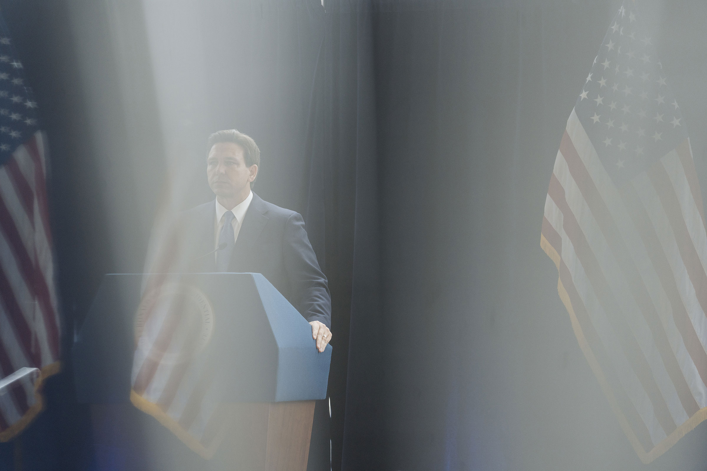 DeSantis speaks during his 'The Courage to Be Free' book tour in Simi Valley, Calif., on March, 5