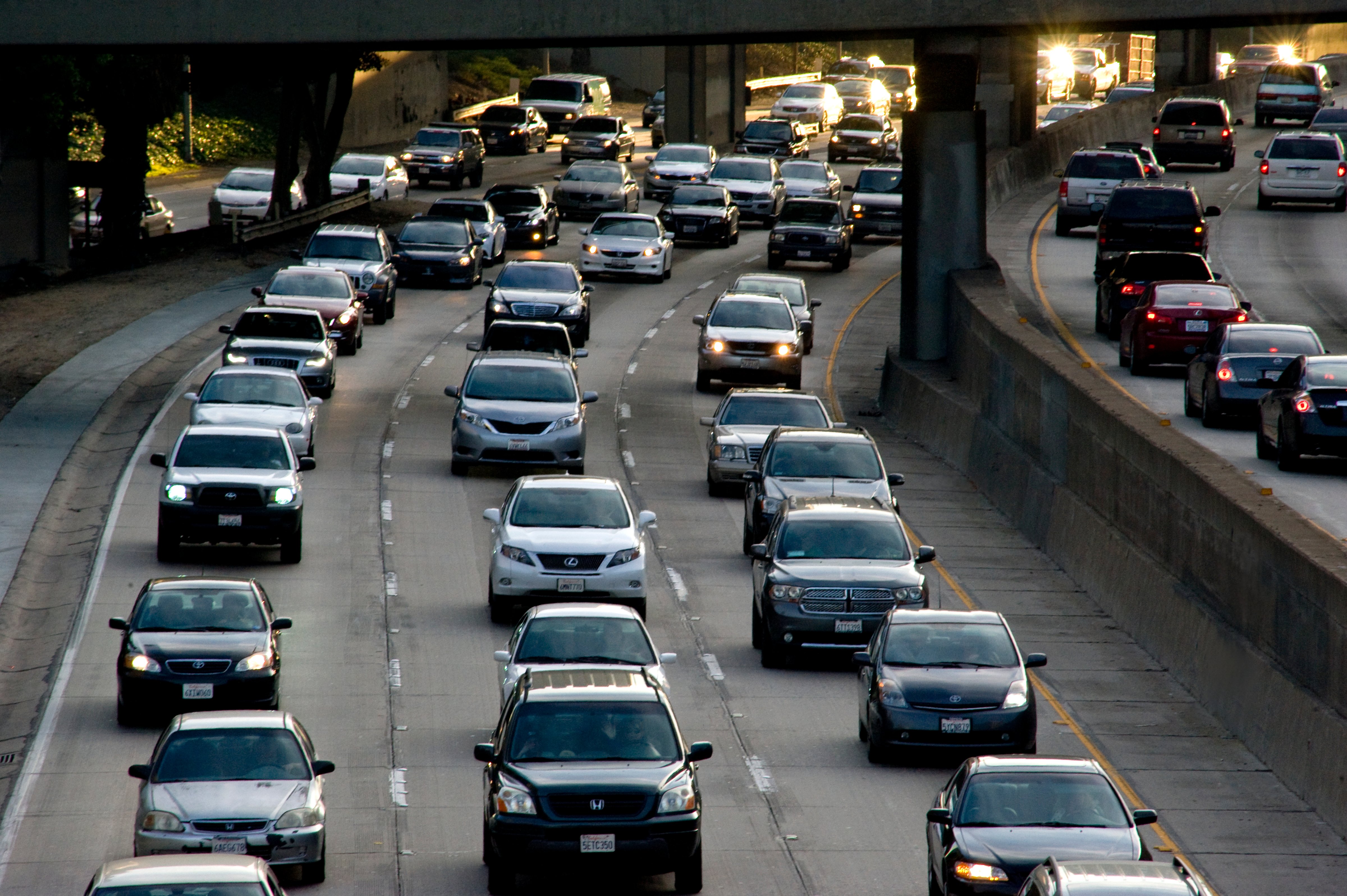 Traffic on downtown Los Angeles freeway. An aging fleet means dirtier air (Getty Images)
