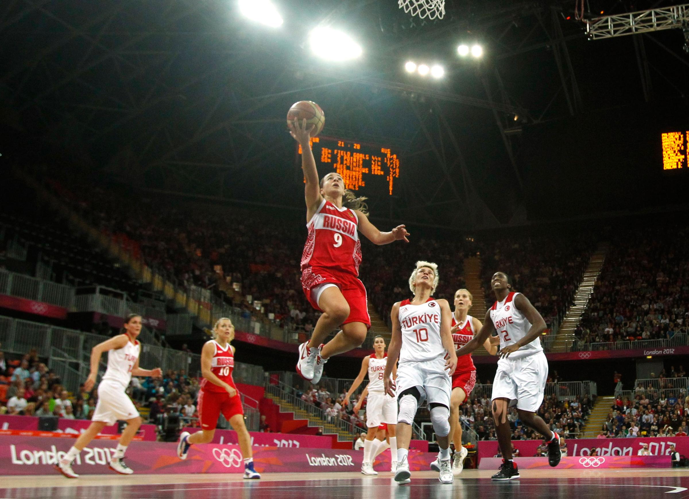 Hammon scoring for the Russian national team during the 2012 Olympic Games in London.