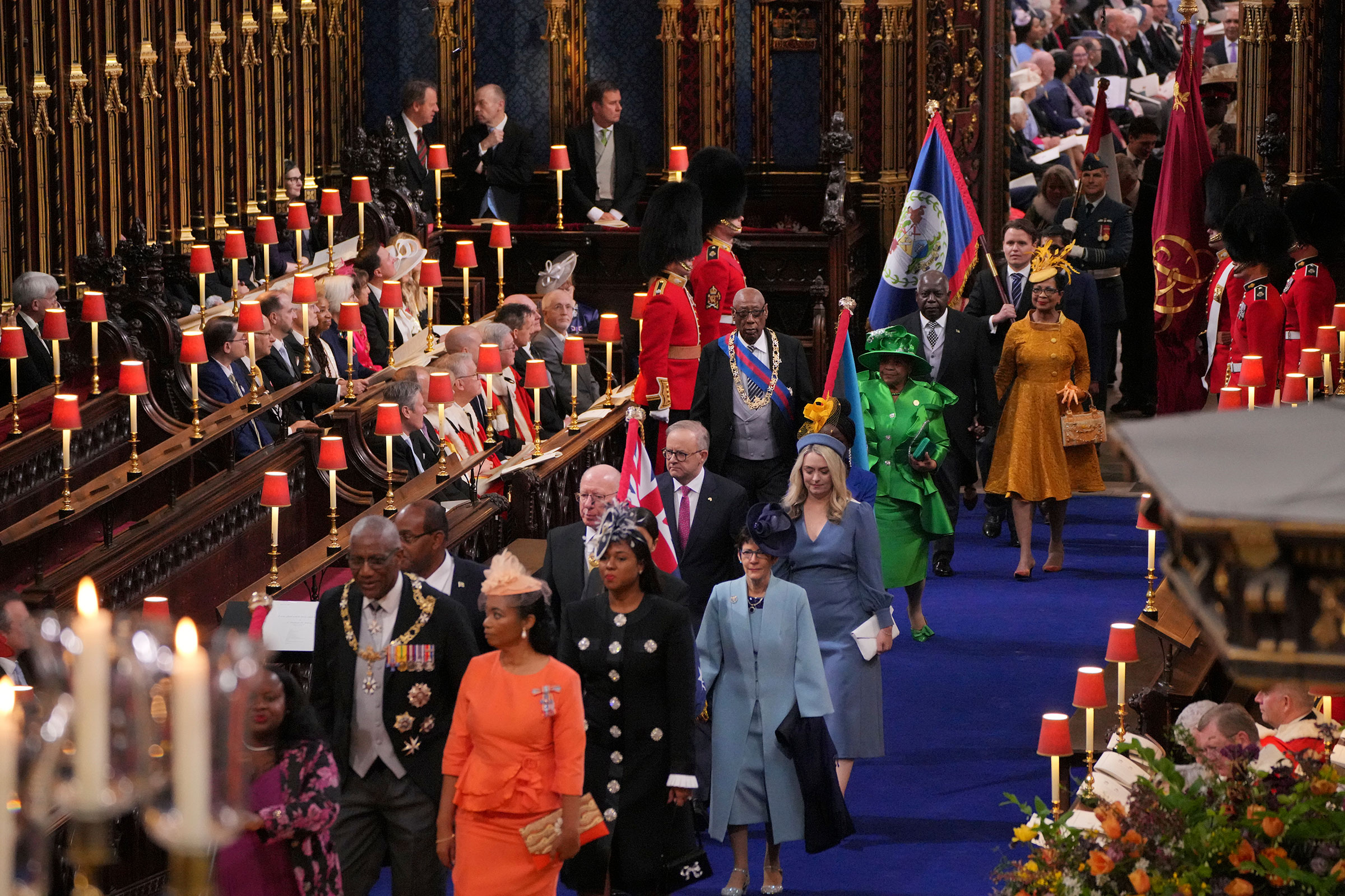 Representatives of the Commonwealth realms at the coronation ceremony. (Aaron Chown—PA Wire/AP)