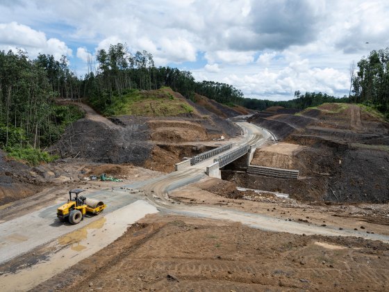 The construction site for a new road near Titik Nol, or Ground Zero, the spot where the centre of the new Indonesian capital, Nusantara, will be built, in August 2022.