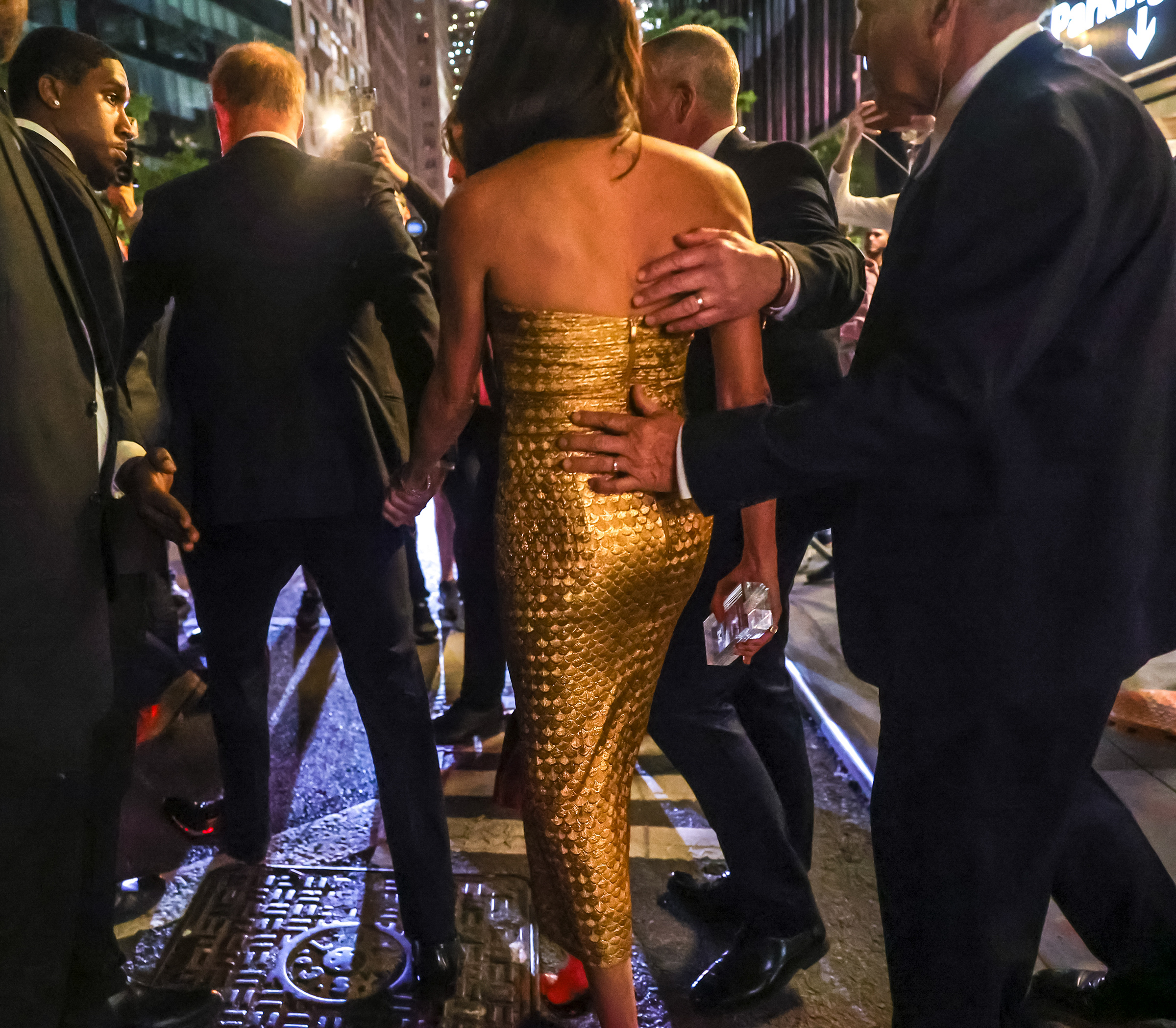 Meghan Markle and Prince Harry leave the Ms. Foundation Women of Vision Awards at Ziegfeld Ballroom on May 16 in New York City. (Selcuk Acar—Anadolu Agency/Getty Images)