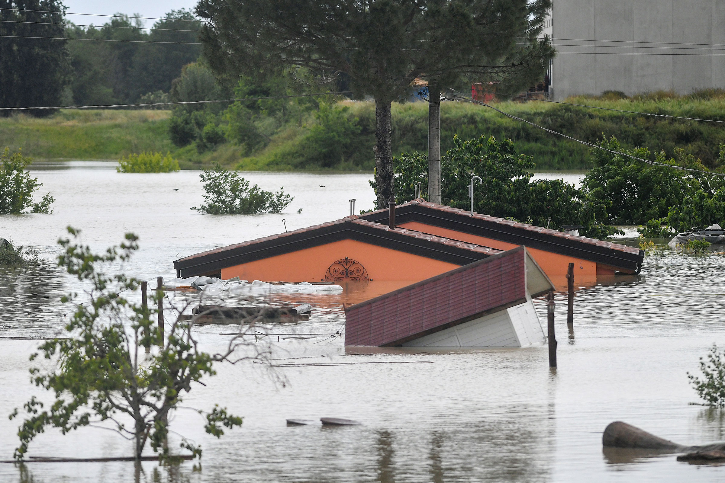 Flooded bungalows in Cesena on May 17.