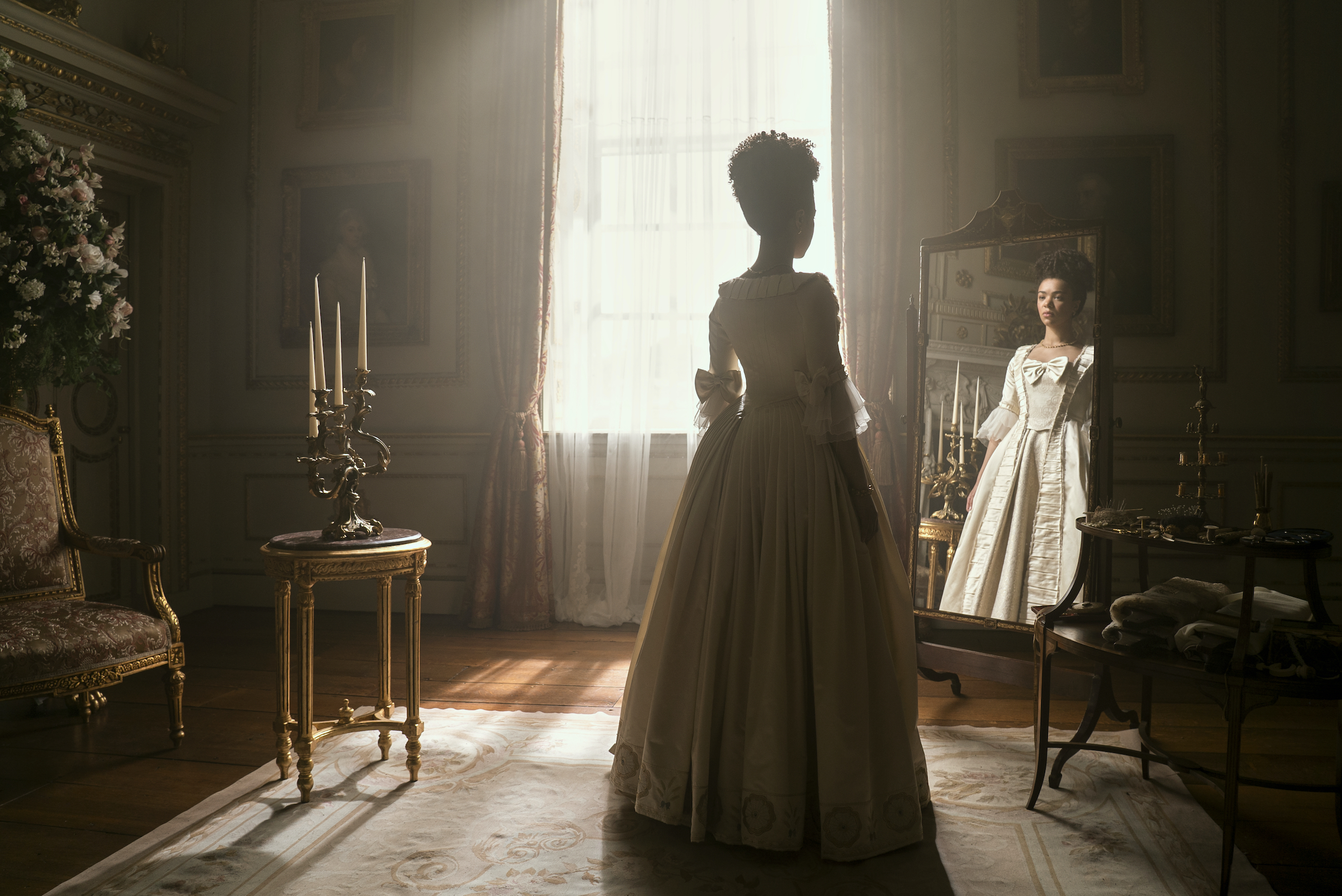 Queen Charlotte: A Bridgerton Story. India Amarteifio as Young Queen Charlotte in episode 101 of Queen Charlotte: A Bridgerton Story. Cr. Liam Daniel/Netflix © 2023