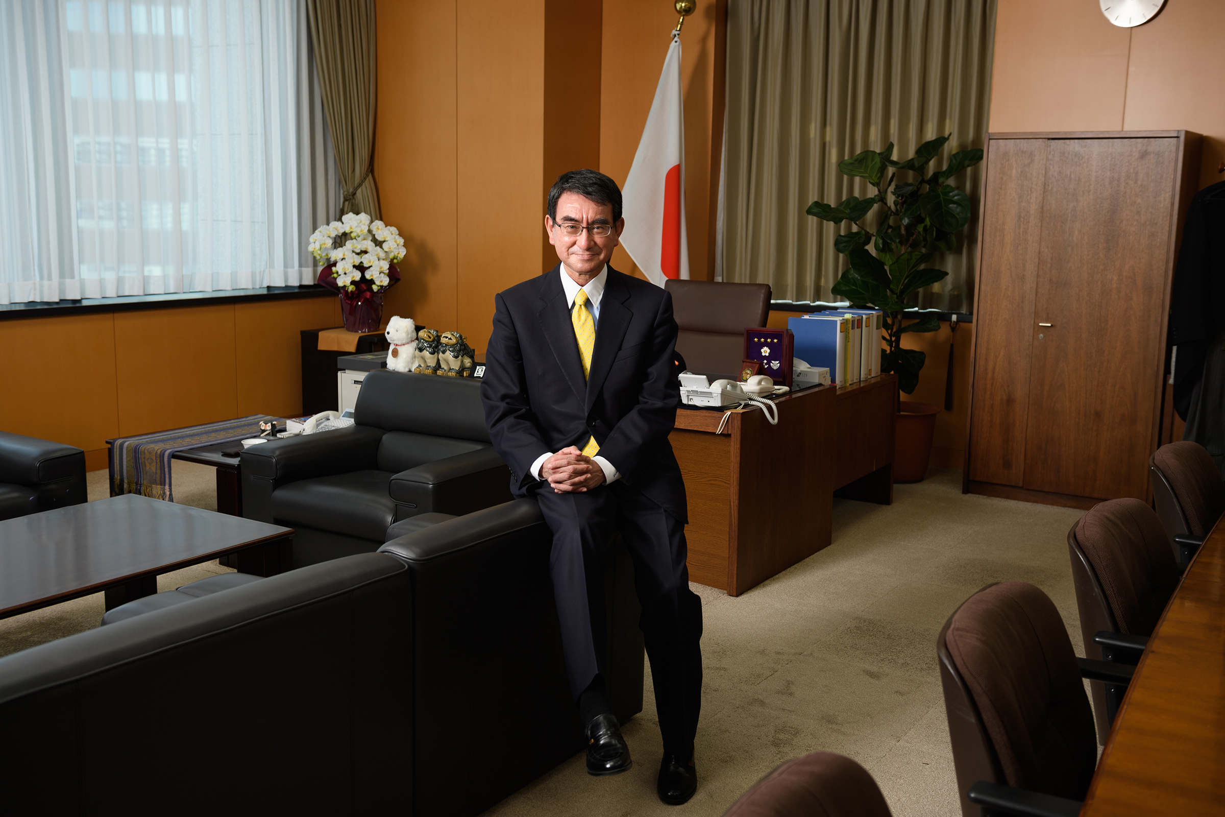 Taro Kono, Japan's then regulatory reform and vaccine minister, in Tokyo, on March 29, 2021. (Akio Kon—Bloomberg/Getty Images)