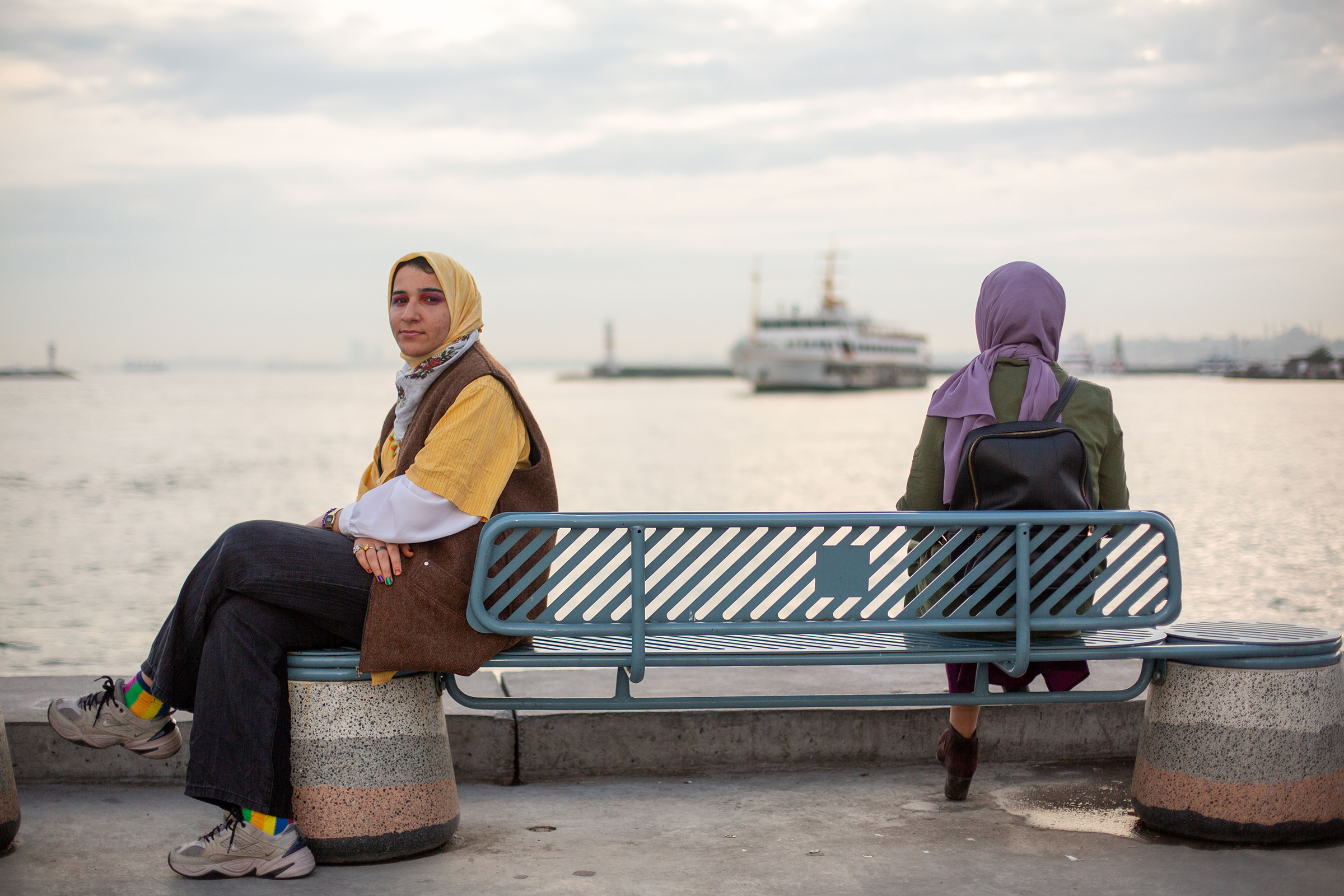 Seyma Çetin, 23, a Havle member and women’s rights activist, photographed in Istanbul in May. She says her headscarf is part of her political identity. (Özge Sebzeci for the Fuller Project)