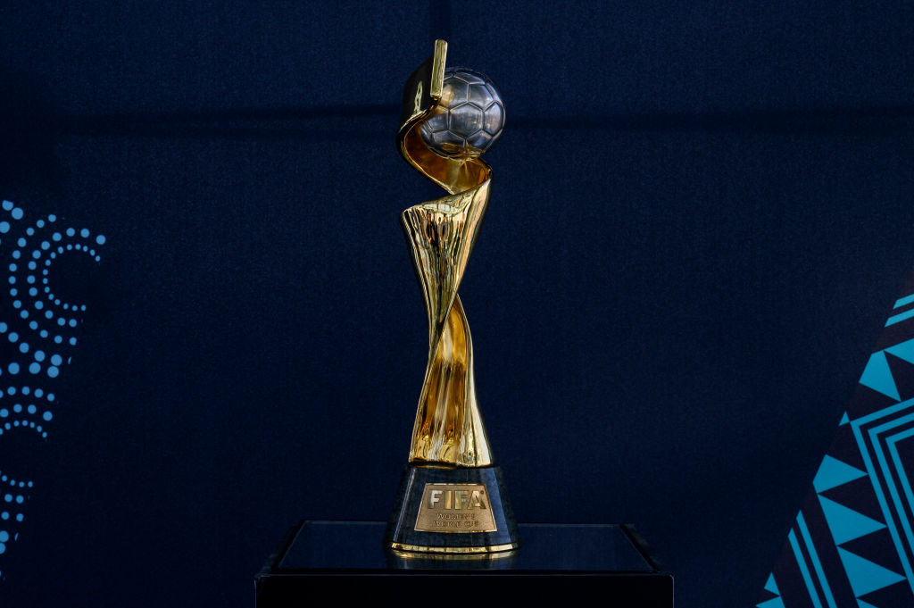 The FIFA Women's World Cup trophy is seen during its unveiling event in New York City on April 14, 2023. (Angela Weiss—AFP/Getty Images)