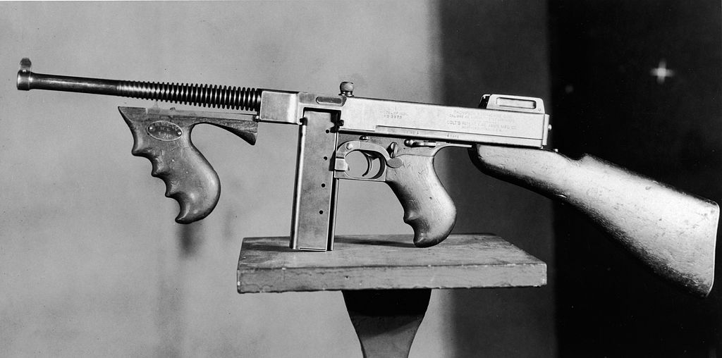 Photograph of the 1921 model of the Thompson Machine Gun (also known as a Tommy Gun), circa 1921. (Hulton Archive-Getty Images)