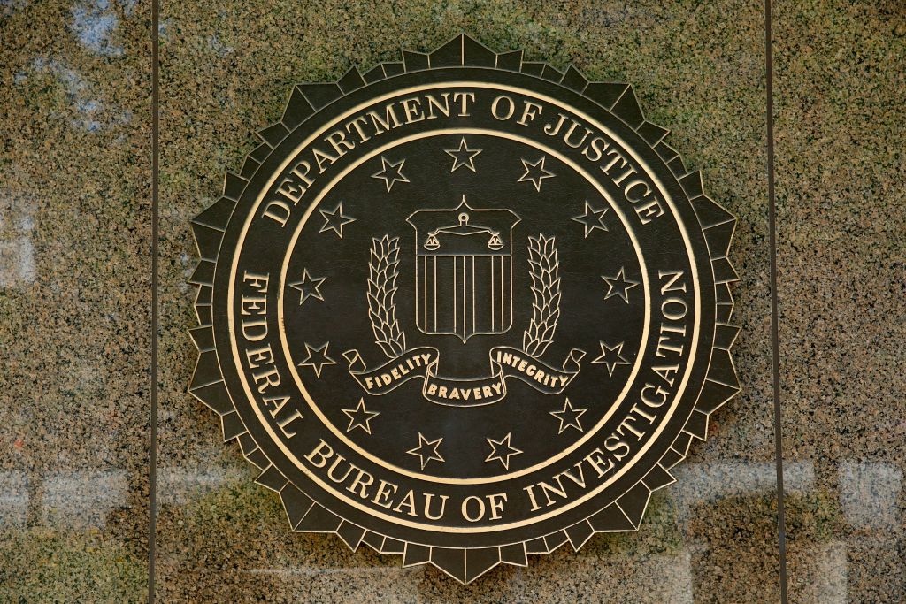 The FBI seal is seen outside the headquarters building in Washington, DC on July 5, 2016. - The FBI said Tuesday it will not recommend charges over Hillary Clinton's use of a private email server as secretary of state, but said she had been "extremely careless" in her handling of top secret data. The decision not to recommend prosecution will come as a huge relief for the presumptive Democratic nominee whose White House campaign has been dogged by the months-long probe. (Photo by YURI GRIPAS / AFP)        (Photo credit should read YURI GRIPAS/AFP via Getty Images) (AFP via Getty Images)