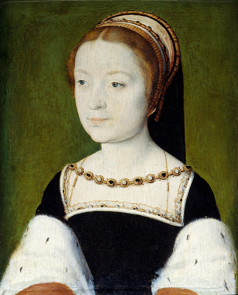 Portrait of Madeleine de France (1443-1495), eldest daughter of Francois I, Queen of Scots, first wife of Jacques V. Painting by Corneille de Lyon (Corneille de La Haye) (1500/1510-1574). Oil on wood. 0,22 x 0,31. Castle Museum, Versailles, France (Leemage-Corbis)