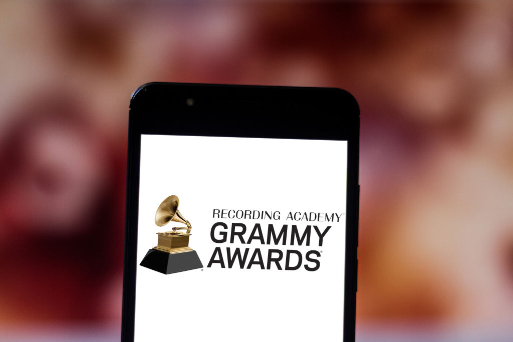 In this photo illustration the Grammy Awards logo is seen