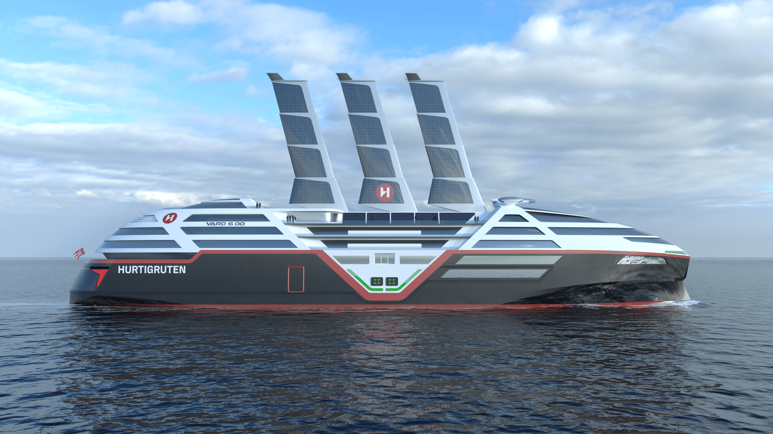 Concept art showing the design of Hurtigruten's zero-emission cruise ship (Courtesy of Hurtigruten)