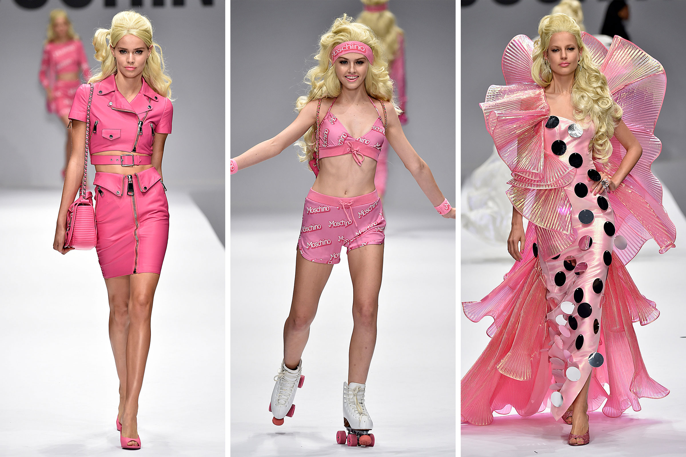 Models walk the runway during the Moschino Ready to Wear show as part of Milan Fashion Week Womenswear Spring/Summer 2015