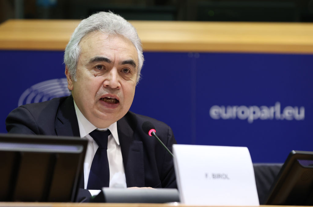 International Energy Agency's (IEA) Executive Director Fatih Birol speaks during a session regarding one year of Russia-Ukraine war, at European Parliament, in Brussels on March 9 (Dursun Aydemir—Anadolu Agency/Getty Images)