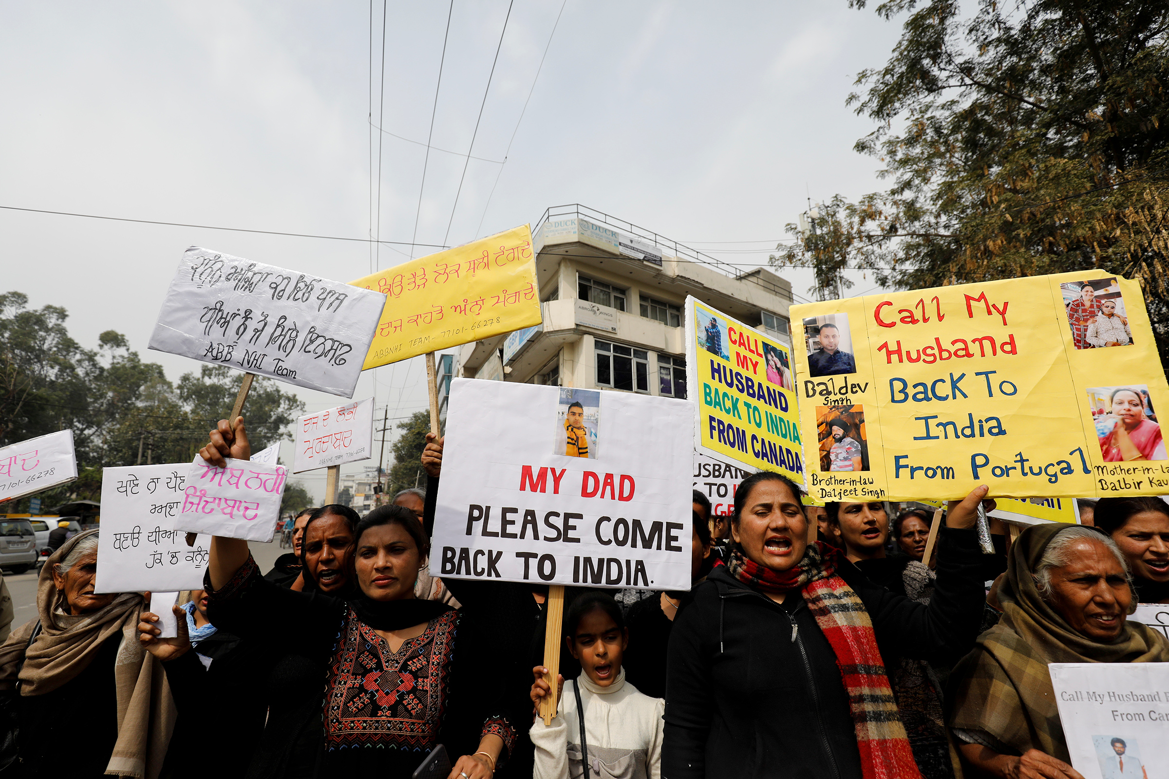 Women who say they have been abandoned by Non-Resident Indian husbands take part in an organiszd protest in Jalandhar, Punjab, India, on March 8, 2019. (Anushree Fadnavis—Reuters)