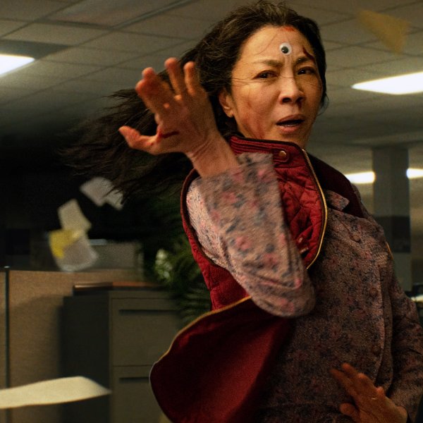 Michelle Yeoh in Everything Everywhere All At Once, produced by A24, for which she won the Oscar for Best Actress.