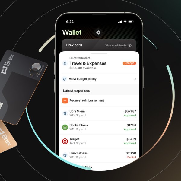 Brex's credit cards and finance app.