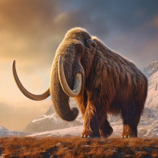 A visualization of a woolly mammoth, which Colossal Biosciences aims to  de-extinct.