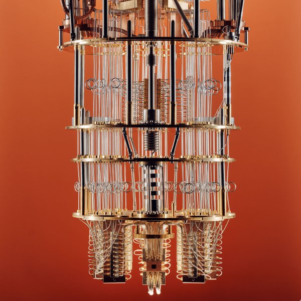 The “chandelier” inside a quantum computer at IBM is designed to cool its processing chip to a temperature lower than outer space.