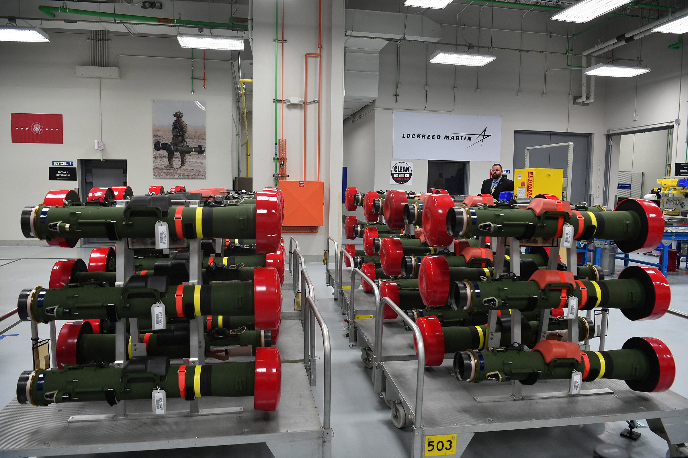Javelin anti-tank missiles at the Lockheed Martin Pike County Operations facility in Troy, Ala., on May 3, 2022. (Nicholas Kamm—AFP/Getty Images)