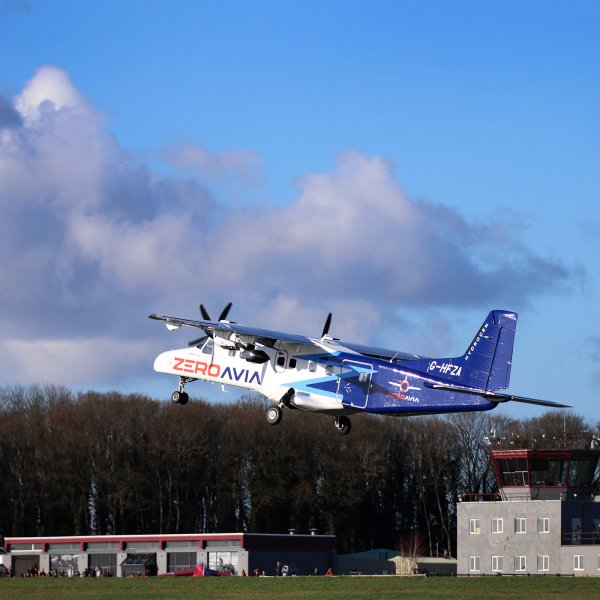A demonstration of propellers driven by a HyperTruck ground-test rig in Everett, Wash., on May 1.
