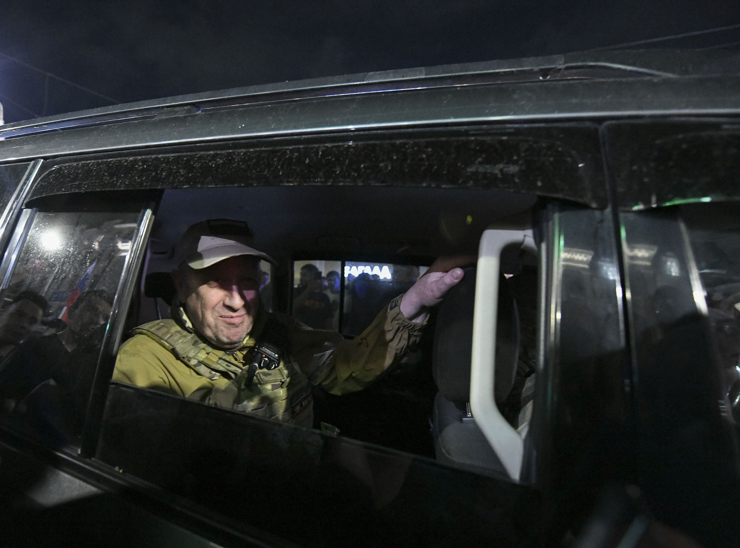 Head of the Wagner Group Yevgeny Prigozhin leaving the Southern Military District headquarters in Rostov-on-Don, Russia, on June 24, 2023. (Stringer/Anadolu Agency/Getty Images)