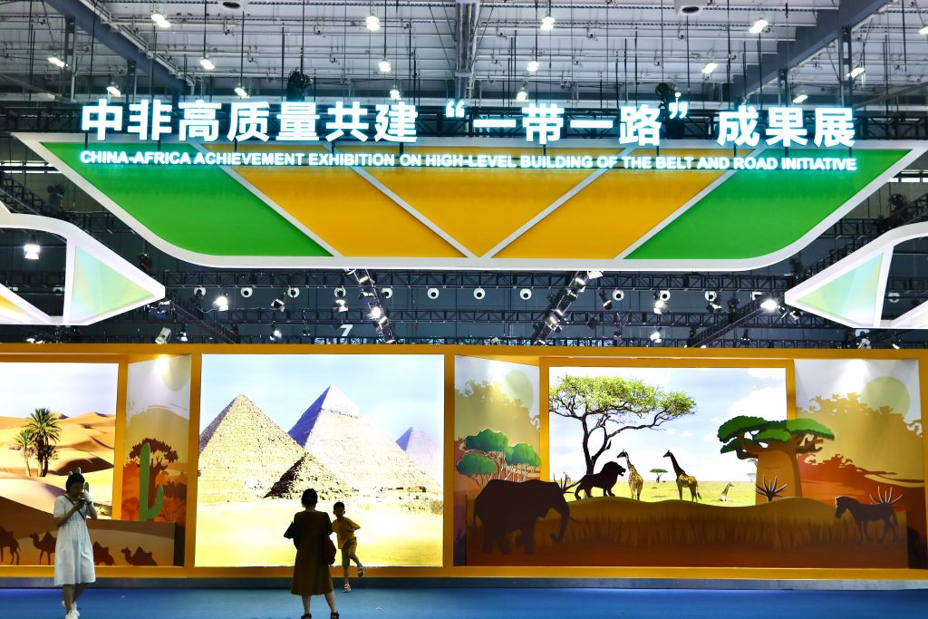 Citizens visit the Belt and Road exhibition area during the third China-Africa Economic and Trade Expo at the Changsha International Convention and Exhibition Center on July 2, 2023 in Changsha, Hunan Province of China. (Chen Hongdou—VCG/Getty Images)