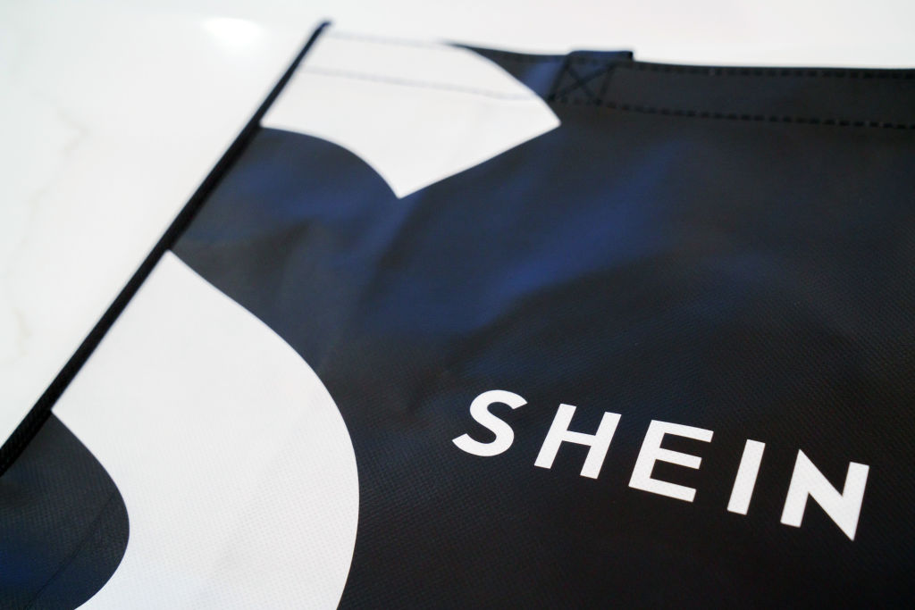 Branding on a bag at the Shein Group Ltd. headquarters in Singapore, on June 19, 2023. (Ore Huiying—Bloomberg/Getty Images)