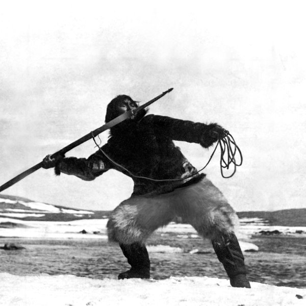 Allakariallak, the title character of the film, in Nanook of the North.