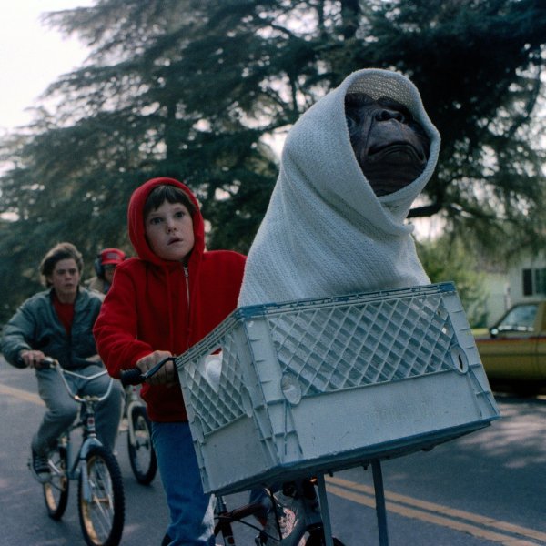 Henry Thomas and E.T. in E.T. the Extra-Terrestrial.