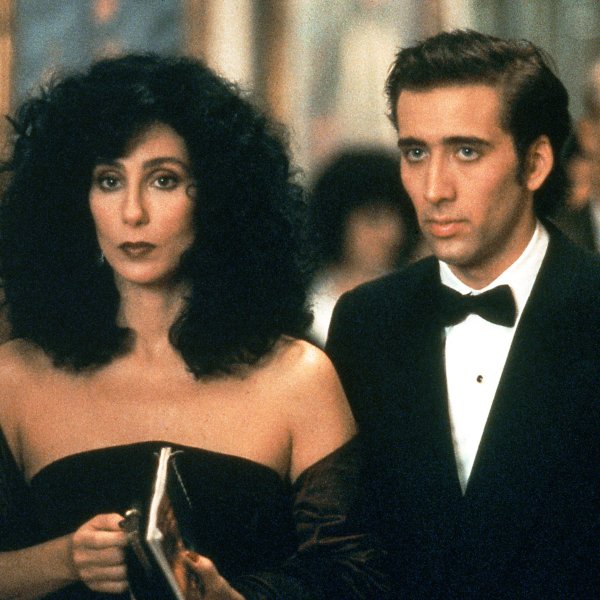 Cher and Nicolas Cage in Moonstruck.